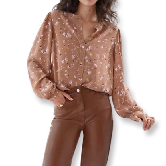 Aritzia Tops - Aritzia Floral Brown Blouse